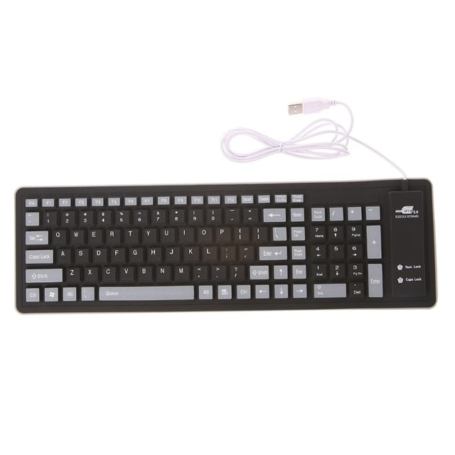Silicone Folding Keyboard Foldable Keyboard Waterproof USB Wired Keyboard 103 Keys Silicone Soft Keyboard