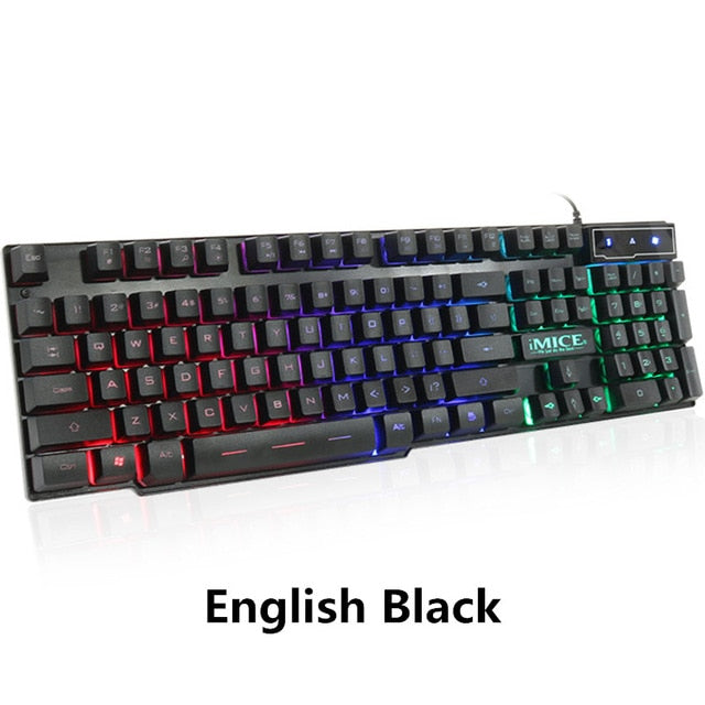 Wired Gaming Keyboard Mechanical Feeling Backlit Keyboards USB 104 Keycaps Russian Keyboard Waterproof Computer Game Keyboards